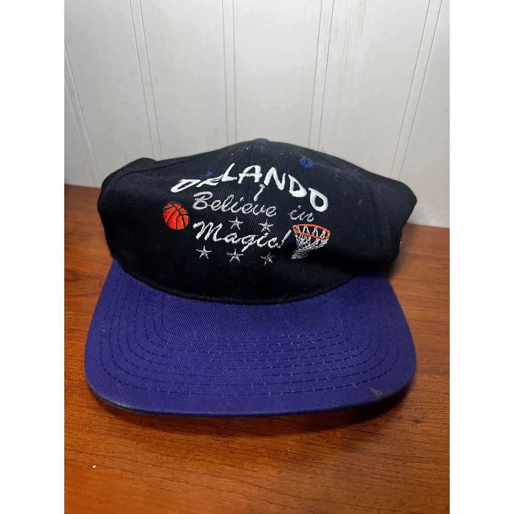 Vintage Orlando Believe in Magic Snapback Hat Black Purple Basketball Cap 90s